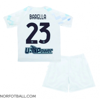 Billige Fotballdrakt Inter Milan Nicolo Barella #23 Replika Bortedraktsett Barn 2025-26 Kortermet (med bukser)
